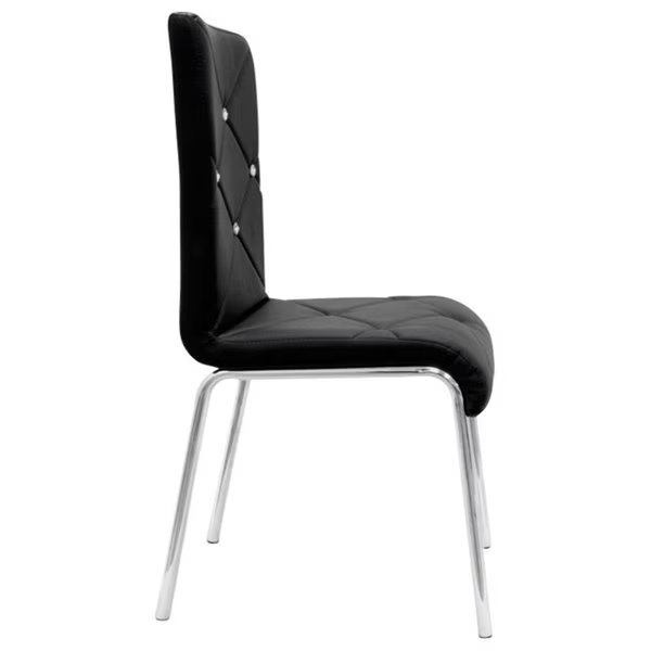 Best Master Furniture T244 Black Chair Flux Faux Leather & Chrome Modern Side Chairs; Black - Set of 4, Best Master Furniture, Mfr#: T244 Black Chair